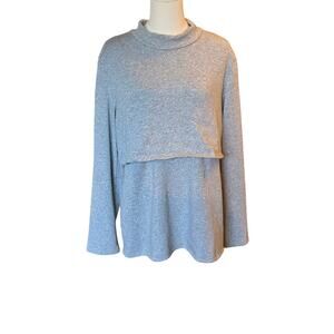 Small show grey nursing maternity sweatshirt Large cozy stretchy baby